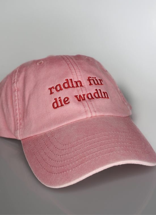 Vintage Cap ,, radln für die wadln“ rosa